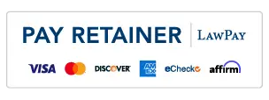 Button to click to pay retainer by e check credit or payment plan