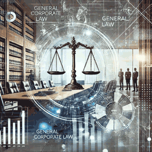 Scales of Justice Overlayed Over Conference Room Image with Shapes